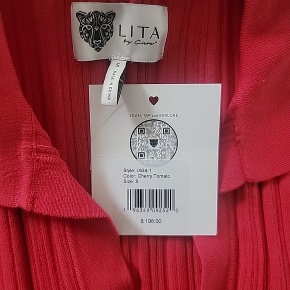 Lita by Ciara Red Ribbed Polo Mini Dress Small Cotton Comfort - Picture 7 of 7